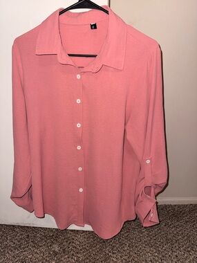 Women's Classic Button-Up Shirt - Pink
